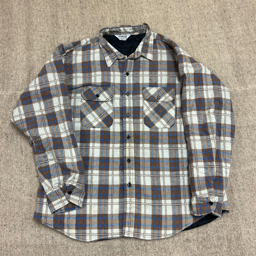 Vintage Five Brothers Flannel Shirt Mens 3XL Brown 1990s Quilted Plaid